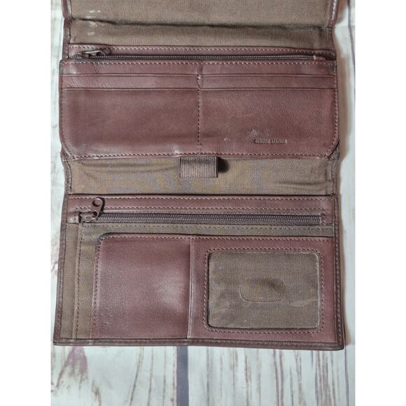 Vintage Fossil Brown Genuine Leather Wallet Many Pockets & Organizers - Picture 8 of 11